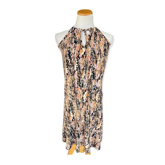 Womens Claudia Richard Tie Neck Abstract Shift Dress - Sz L - Picture 1 of 2